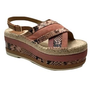 Tory Burch Pink snakeskin Grosgrain Platform Sandals #6